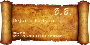 Bojsits Barbara névjegykártya